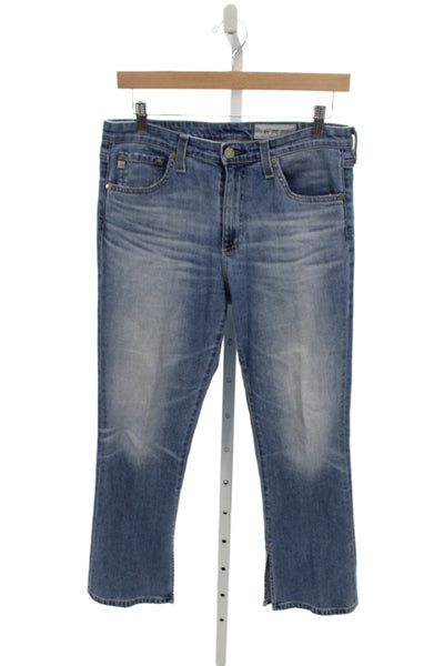 AG Adriano Goldschmied Womens Cropped Blue Jeans Mid Rise Button Size 29