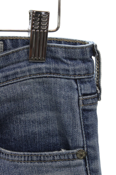 AG Adriano Goldschmied Womens Cropped Blue Jeans Mid Rise Button Size 29
