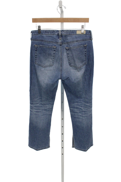 AG Adriano Goldschmied Womens Cropped Blue Jeans Mid Rise Button Size 29