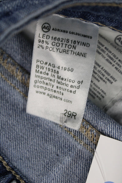 AG Adriano Goldschmied Womens Cropped Blue Jeans Mid Rise Button Size 29