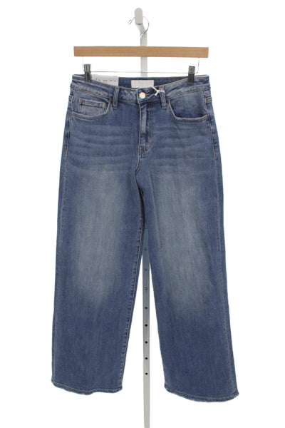 Vervet Women Wide-Leg Jeans Blue Button Cotton Mid-Rise Size 28