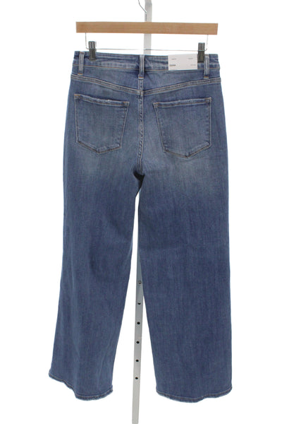 Vervet Women Wide-Leg Jeans Blue Button Cotton Mid-Rise Size 28