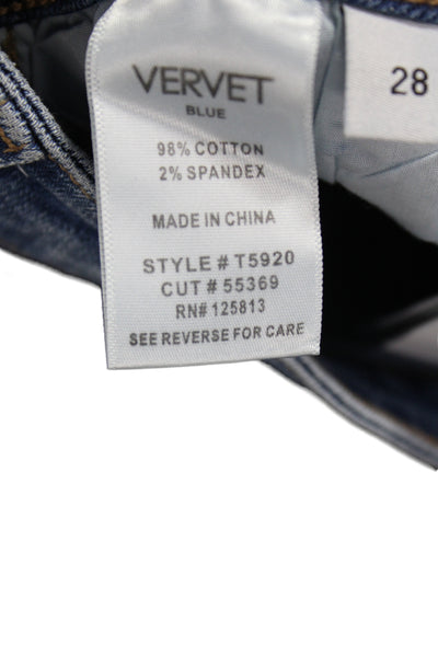Vervet Women Wide-Leg Jeans Blue Button Cotton Mid-Rise Size 28