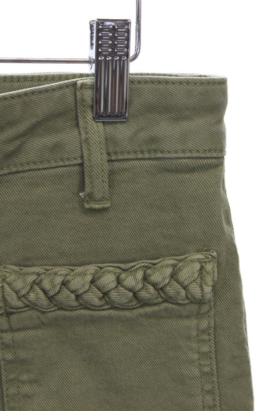 KUT from the Kloth Womens Cropped Solid Green Cotton Button Pants Size 6