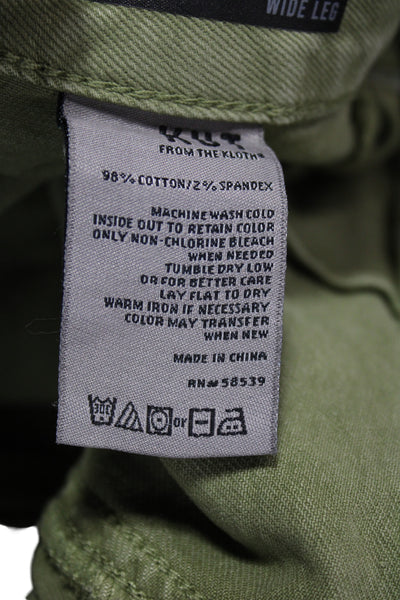 KUT from the Kloth Womens Cropped Solid Green Cotton Button Pants Size 6