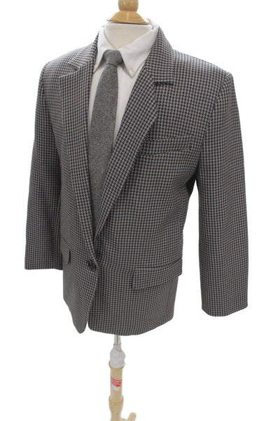 MNG Women Gray Plaid Basic Jacket Blazer Button Long Sleeve Polyester Size S