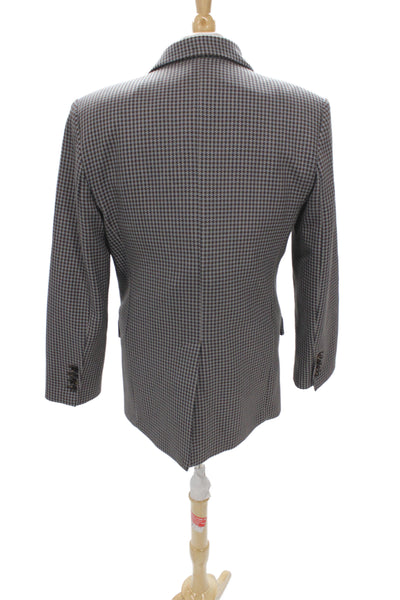MNG Women Gray Plaid Basic Jacket Blazer Button Long Sleeve Polyester Size S