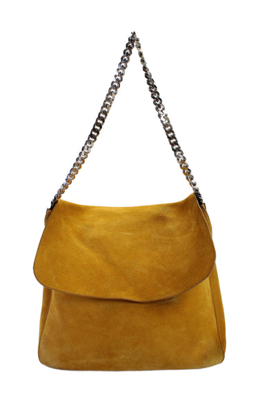 Celine Womens Medium Suede Gourmette Shoulder Handbag Yellow