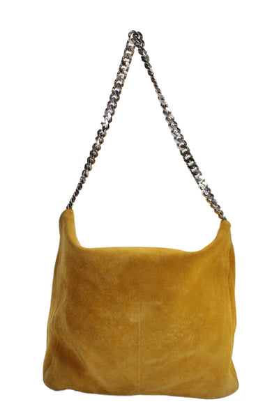 Celine Womens Medium Suede Gourmette Shoulder Handbag Yellow