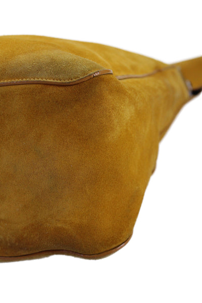 Celine Womens Medium Suede Gourmette Shoulder Handbag Yellow