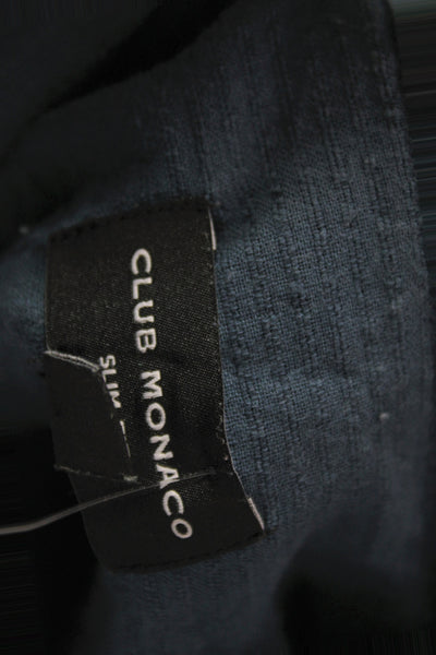 Club Monaco Mens Button Front Long Sleeve Collared Shirt Blue Cotton Size Medium