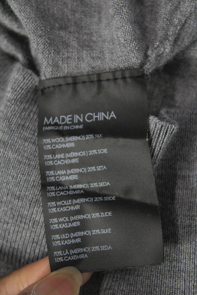 Club Monaco Mens Henley Merino Wool Gray Sweater Size M