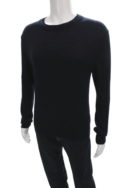 Club Monaco Mens Pullover Sweater Black Extra Fine Merino Wool Size M