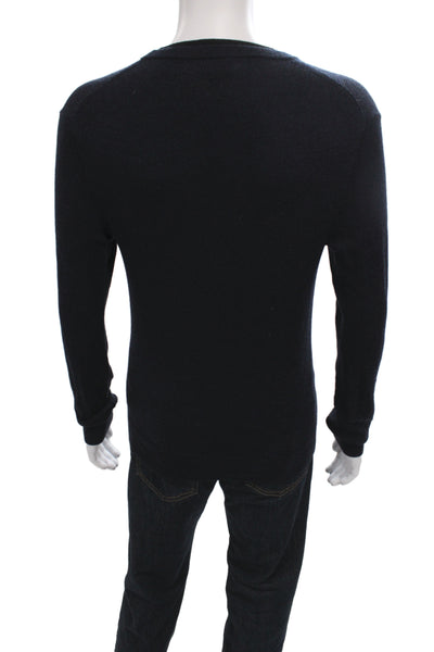Club Monaco Mens Pullover Sweater Black Extra Fine Merino Wool Size M
