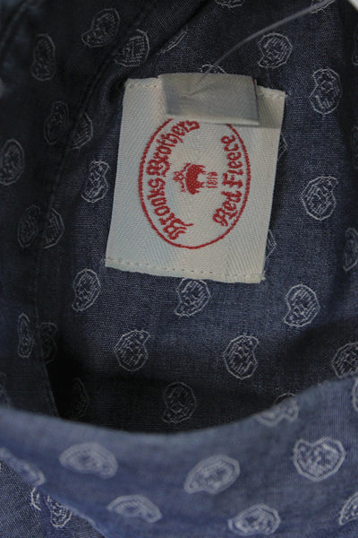 Brooks Brothers Red Fleece Mens Button Front Collared Paisley Shirt Blue Medium