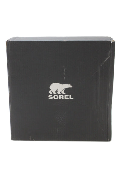 Sorel Womens Leather Platform Heel Combat Boots Black Size 6