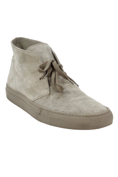 Common Projects Mens Suede Lace-Up Tied High Top Sneakers Beige Size 11