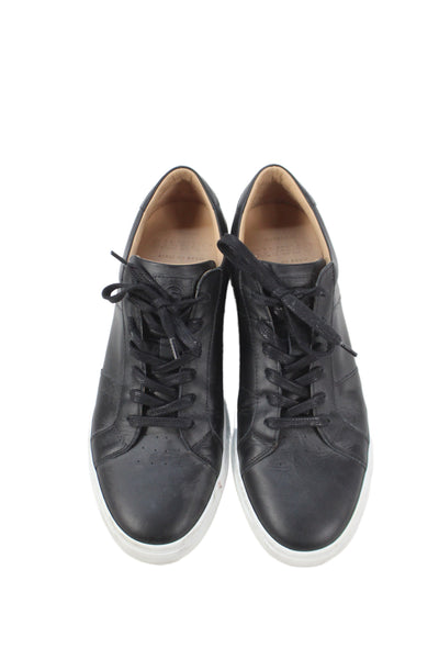 Greats Brookyln Mens Leather Lace-Up Tied Sneakers Black Size 11