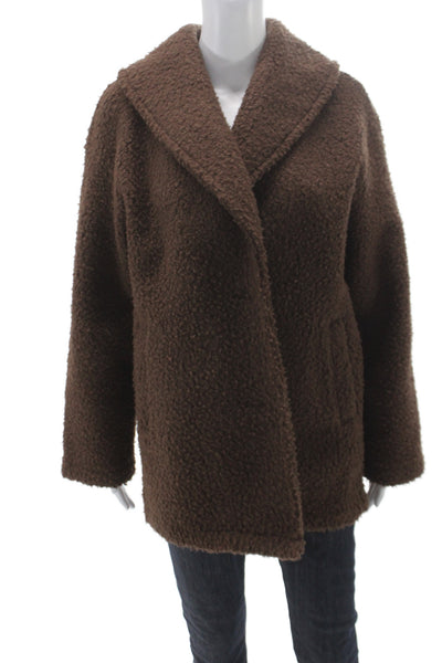 Madewell Womens Overcoat Brown Button Long Sleeve Recycled Polyester Size S