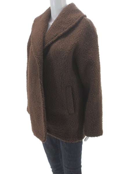 Madewell Womens Overcoat Brown Button Long Sleeve Recycled Polyester Size S