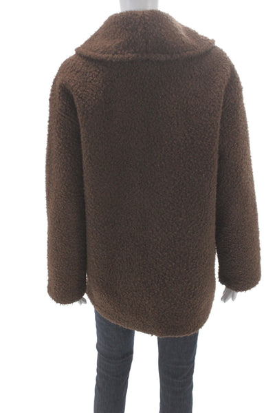 Madewell Womens Overcoat Brown Button Long Sleeve Recycled Polyester Size S
