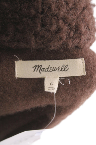Madewell Womens Overcoat Brown Button Long Sleeve Recycled Polyester Size S