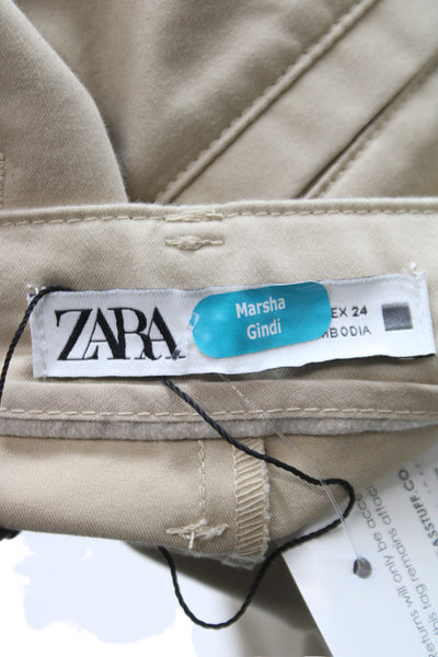Zara Women Chino Pants Beige Button Closure Size XS