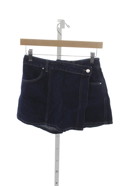 Zara Women Wrap Denim Shorts Blue Button Size XS