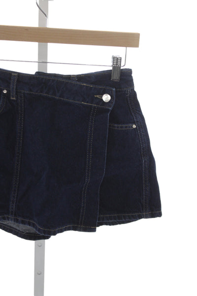 Zara Women Wrap Denim Shorts Blue Button Size XS