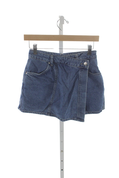 Zara Women Mini Denim Skort Blue Casual Size XS