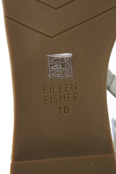 Eileen Fisher Womens Leather Ankle Strap Sandals Off White Size 10