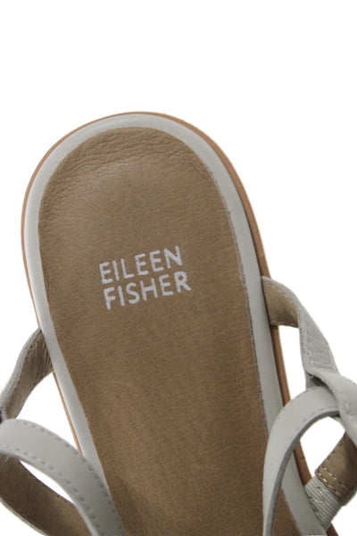 Eileen Fisher Womens Leather Ankle Strap Sandals Off White Size 10