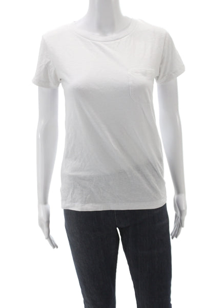 J Crew Womens Basic Crew Neck White T-Shirt Short Sleeve Size 2XS