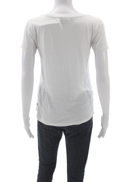 J Crew Womens Basic Crew Neck White T-Shirt Short Sleeve Size 2XS