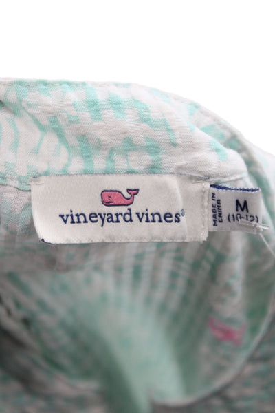 Vineyard Vines Women Green Tunic 3/4 Sleeve V-Neck Checked Size M