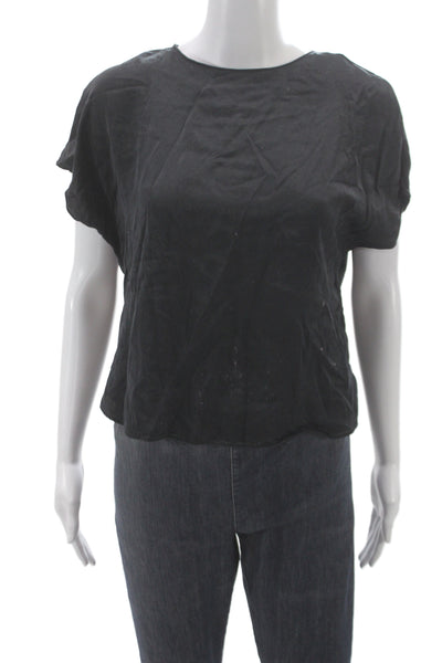 Banana Republic Womens Black Silk Short Sleeve Blouse Size XS Petite