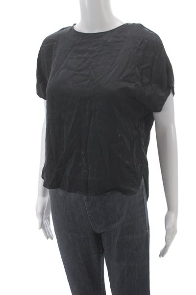 Banana Republic Womens Black Silk Short Sleeve Blouse Size XS Petite
