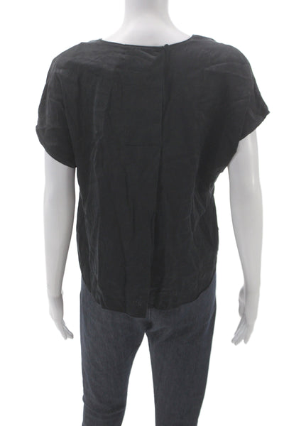 Banana Republic Womens Black Silk Short Sleeve Blouse Size XS Petite