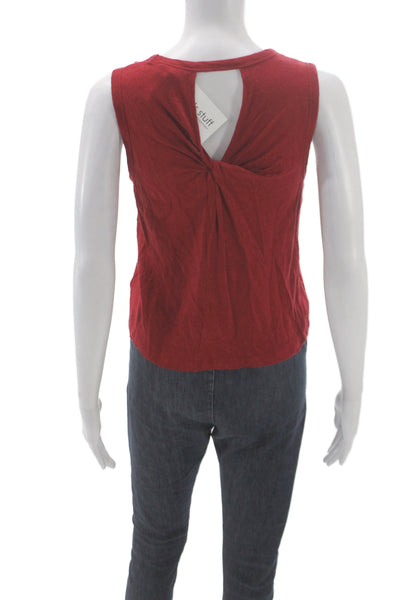 Banana Republic Women Sleeveless Linen Tank Red Crew Neck Basic Size 2XS