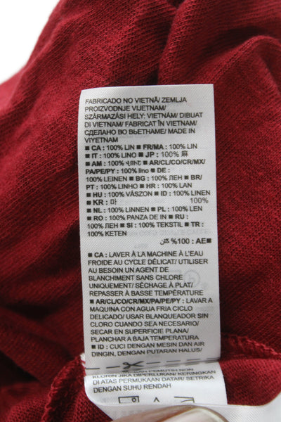 Banana Republic Women Sleeveless Linen Tank Red Crew Neck Basic Size 2XS