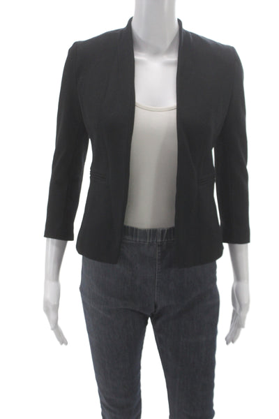 J Crew Womens Basic Jacket Black 3/4 Sleeve Viscose Size 0P