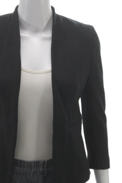 J Crew Womens Basic Jacket Black 3/4 Sleeve Viscose Size 0P
