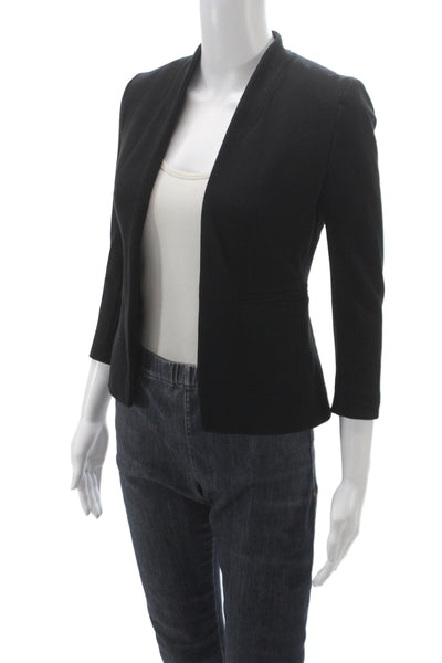J Crew Womens Basic Jacket Black 3/4 Sleeve Viscose Size 0P
