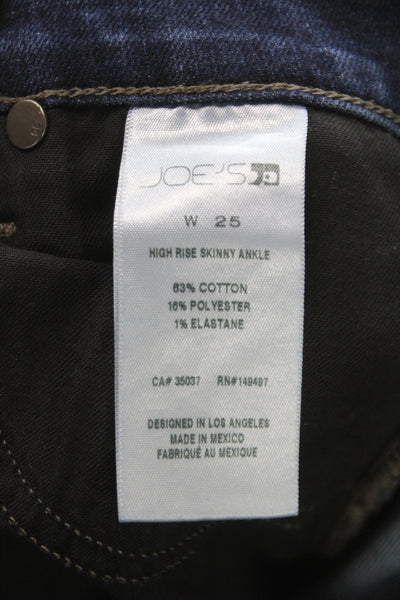 Joes Womens Blue Cotton Ankle Jeans Button Mid Rise Casual Size 25