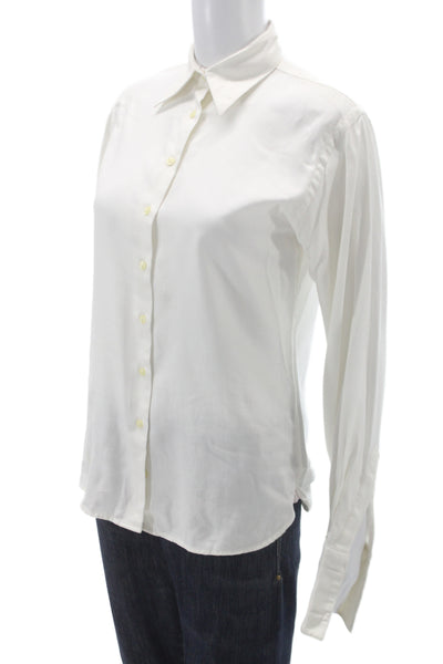 Thomas Pink Women White Cotton Collared Long Sleeve Button-Up Size 6