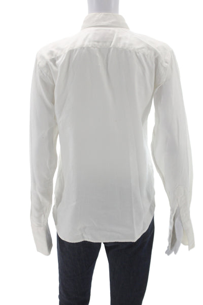 Thomas Pink Women White Cotton Collared Long Sleeve Button-Up Size 6
