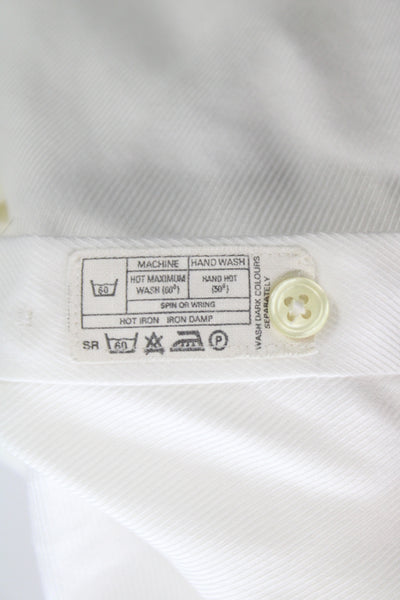Thomas Pink Women White Cotton Collared Long Sleeve Button-Up Size 6