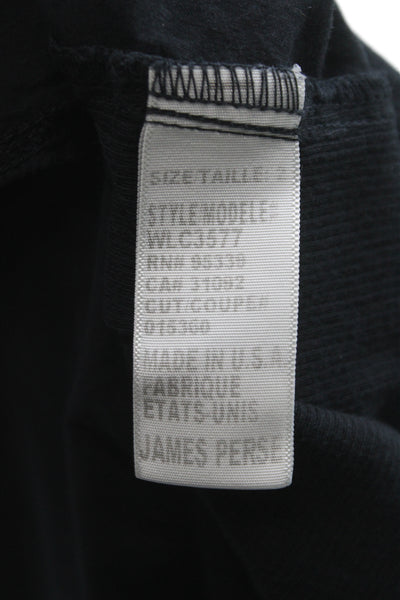 James Perse Womens Black Collared Button Up Cotton 3/4 Sleeve Basic Size 2
