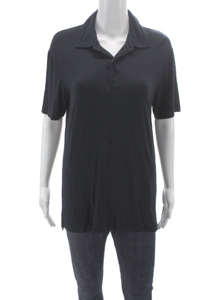 Armani Collezioni Mens Polo Shirt Short Sleeve Black Cotton Collared Size M