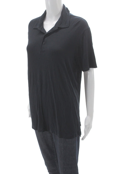 Armani Collezioni Mens Polo Shirt Short Sleeve Black Cotton Collared Size M